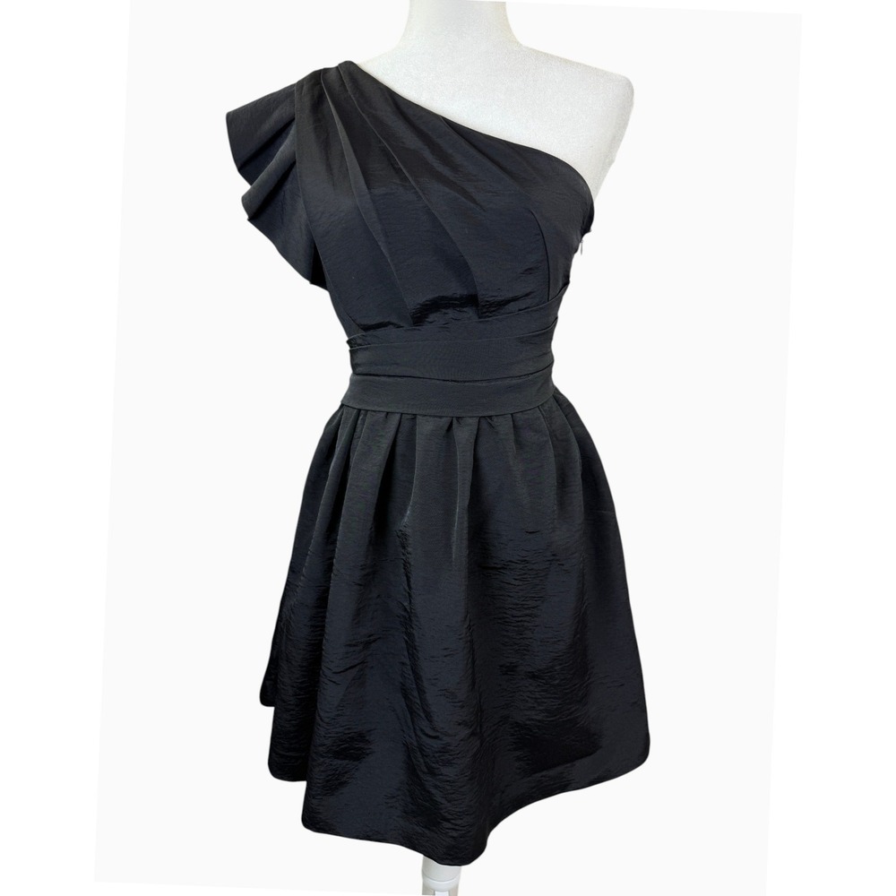 MM Couture by Miss Me Women's S Black One Shoulder Fit Flare Cocktail Dress